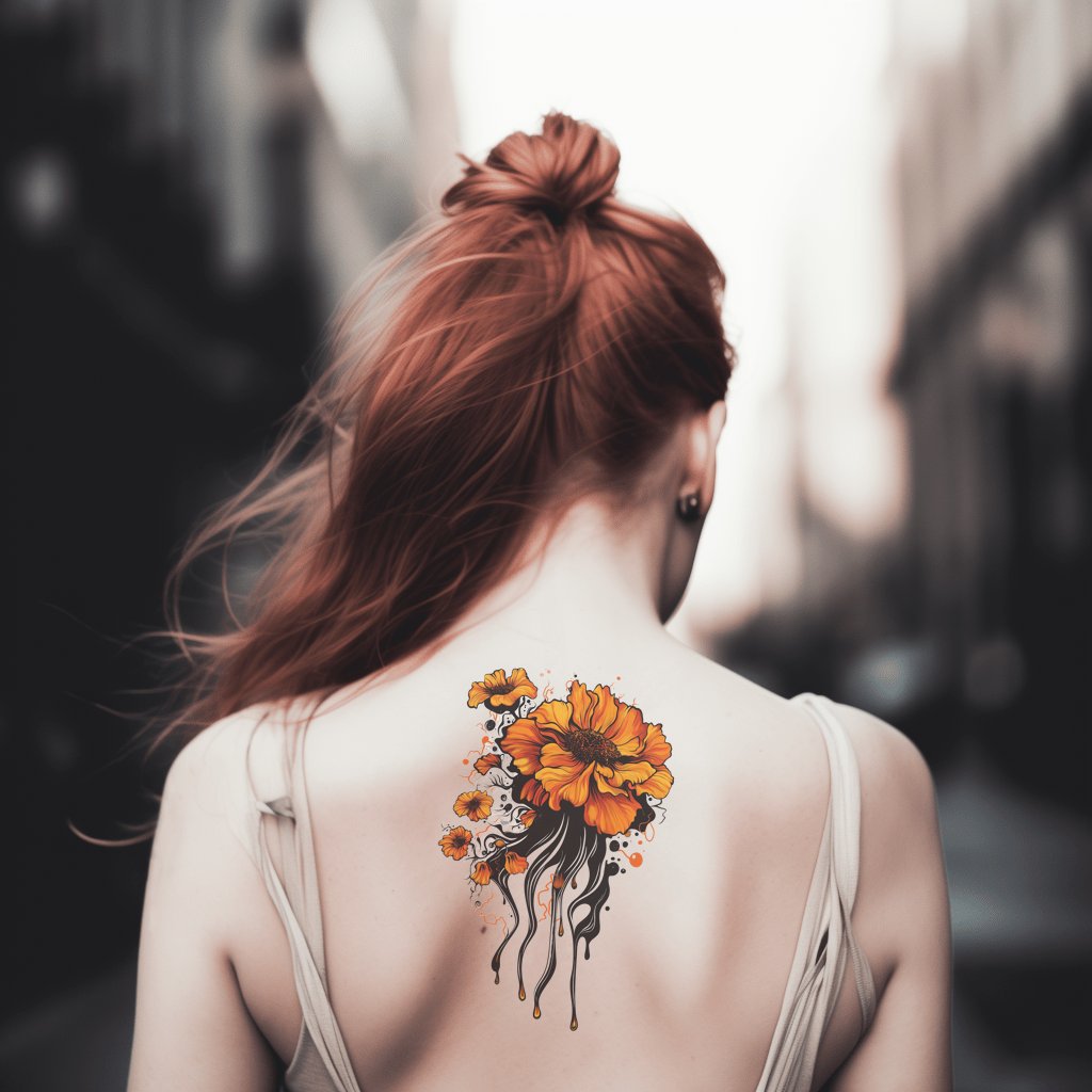 Desain Tato Air Terjun Marigold Menetes
