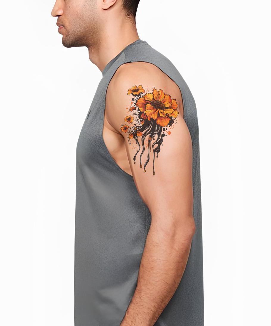 Desain Tato Air Terjun Marigold Menetes