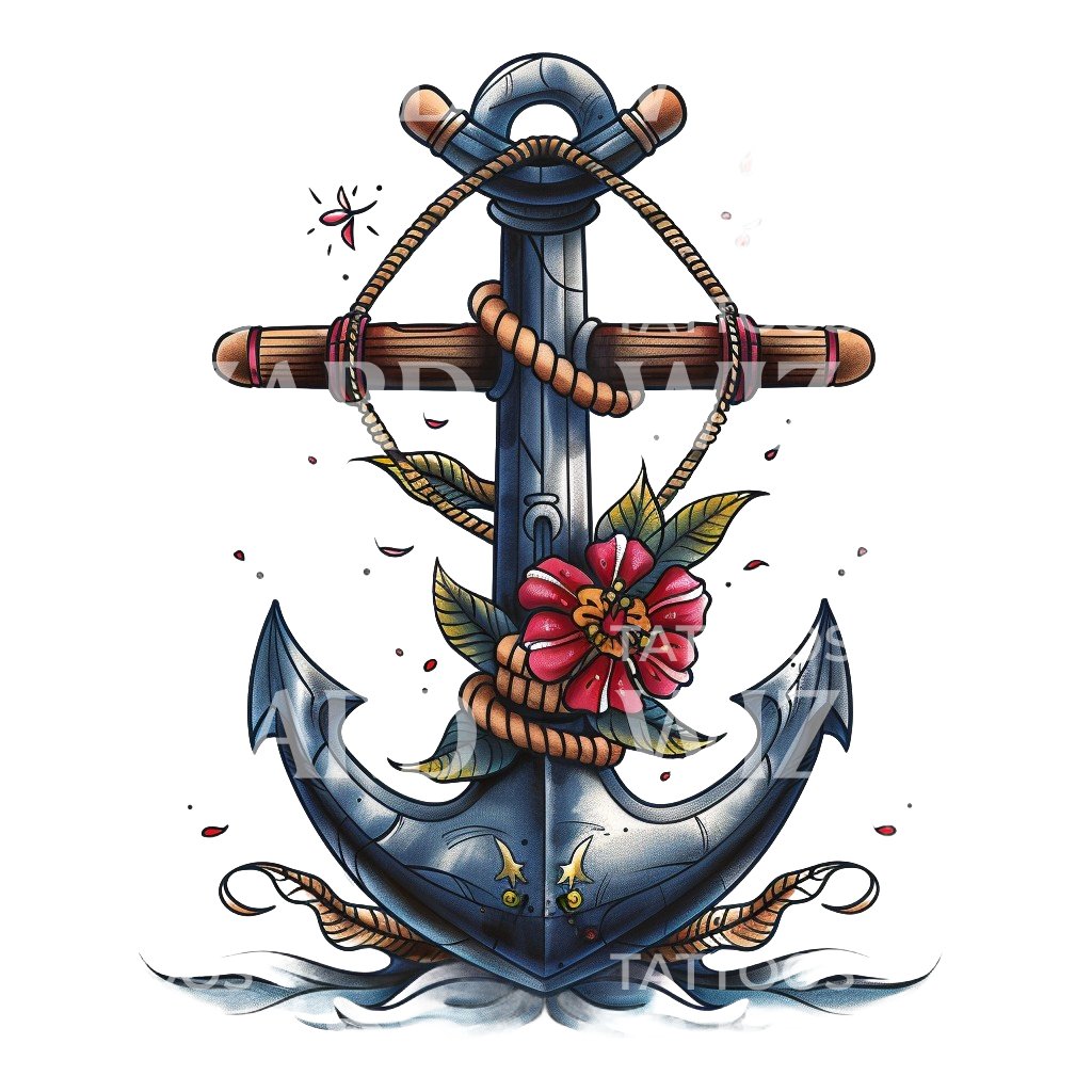 Marine Anchor and Rope Tattoo Design