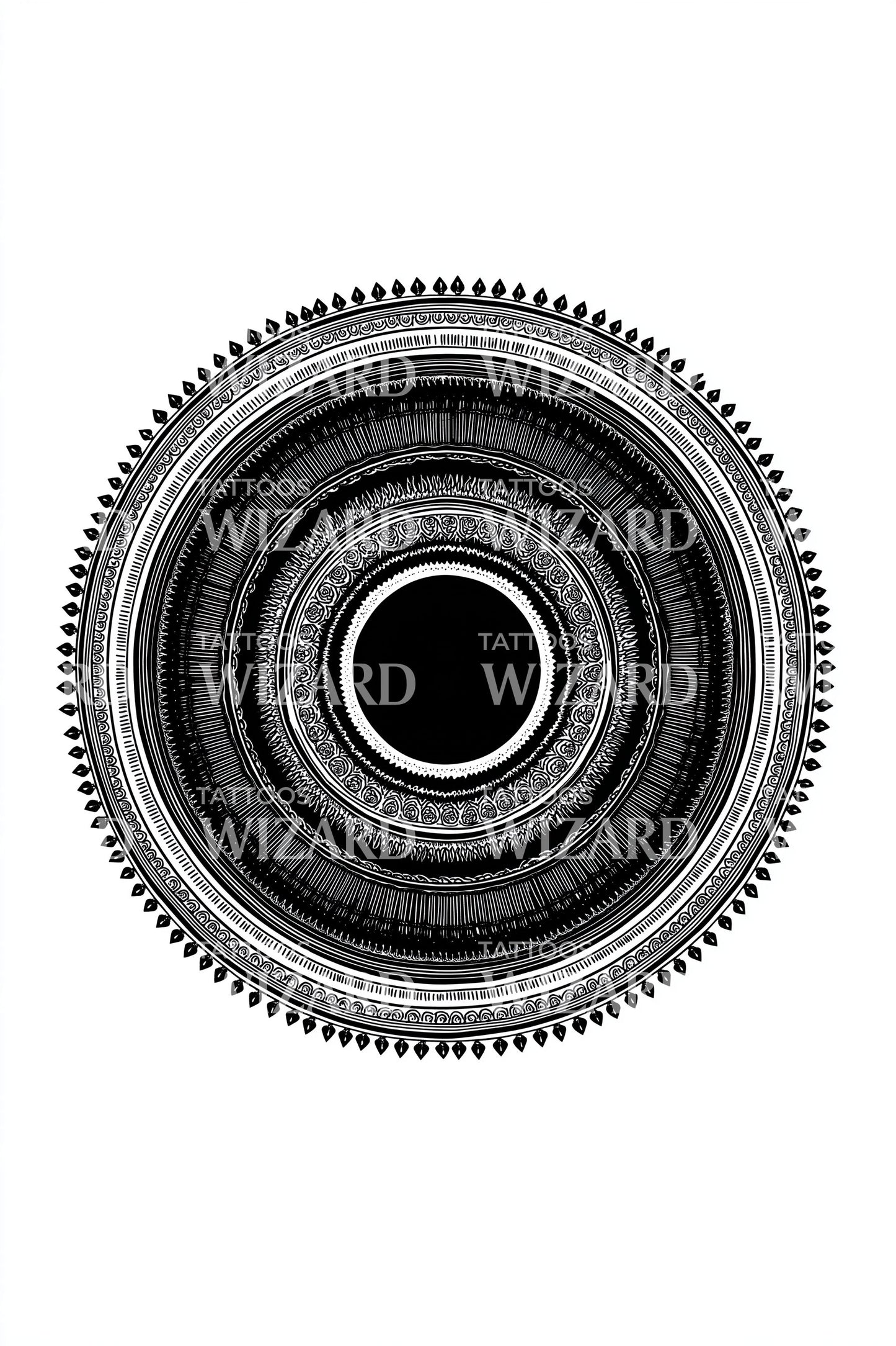 Mechanical Circle Mandala Tattoo Idea