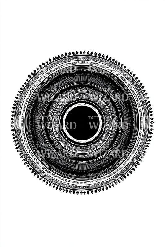 Mechanical Circle Mandala Tattoo Idea