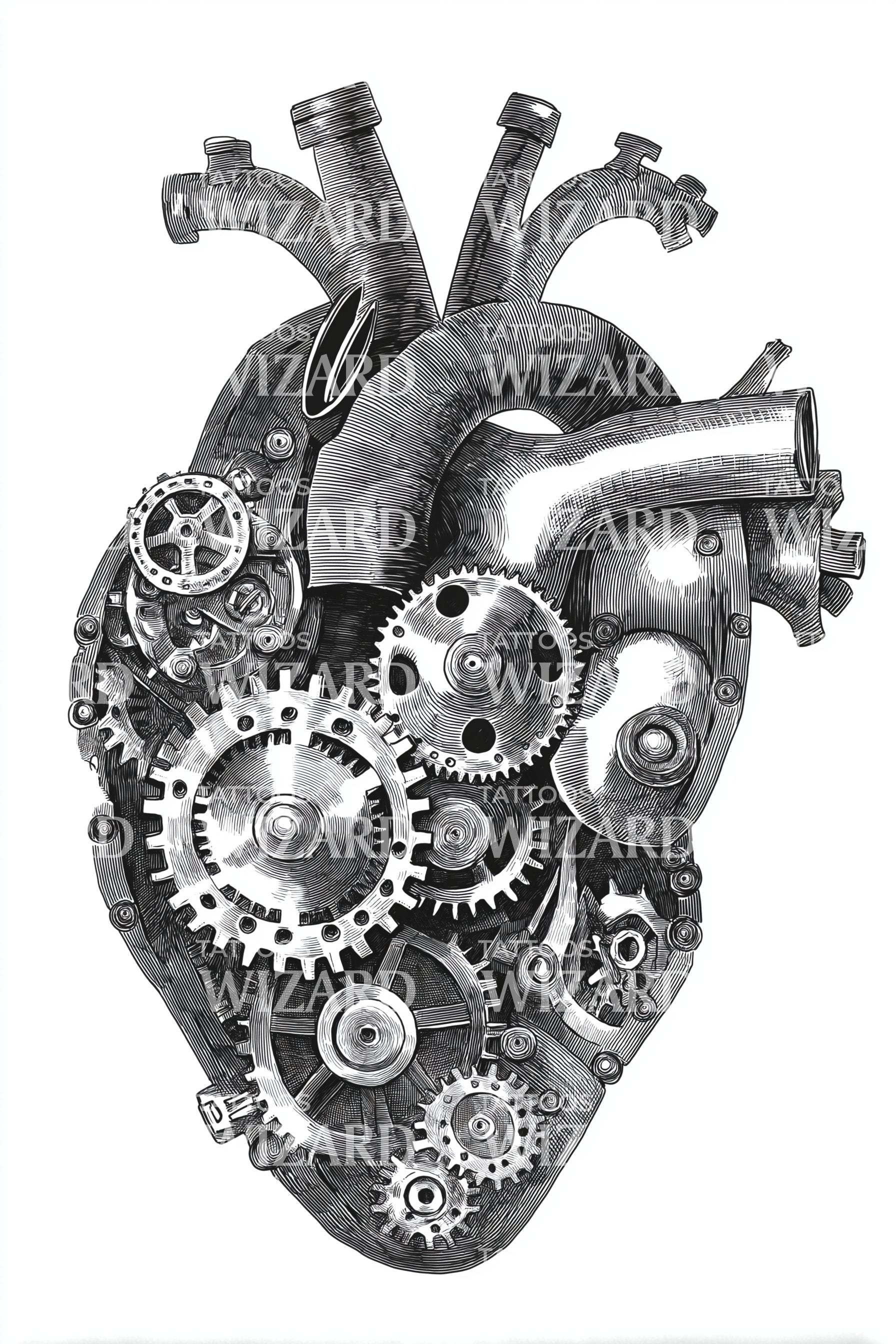 gears tattoo Mechanical Heart Gears Tattoo Design