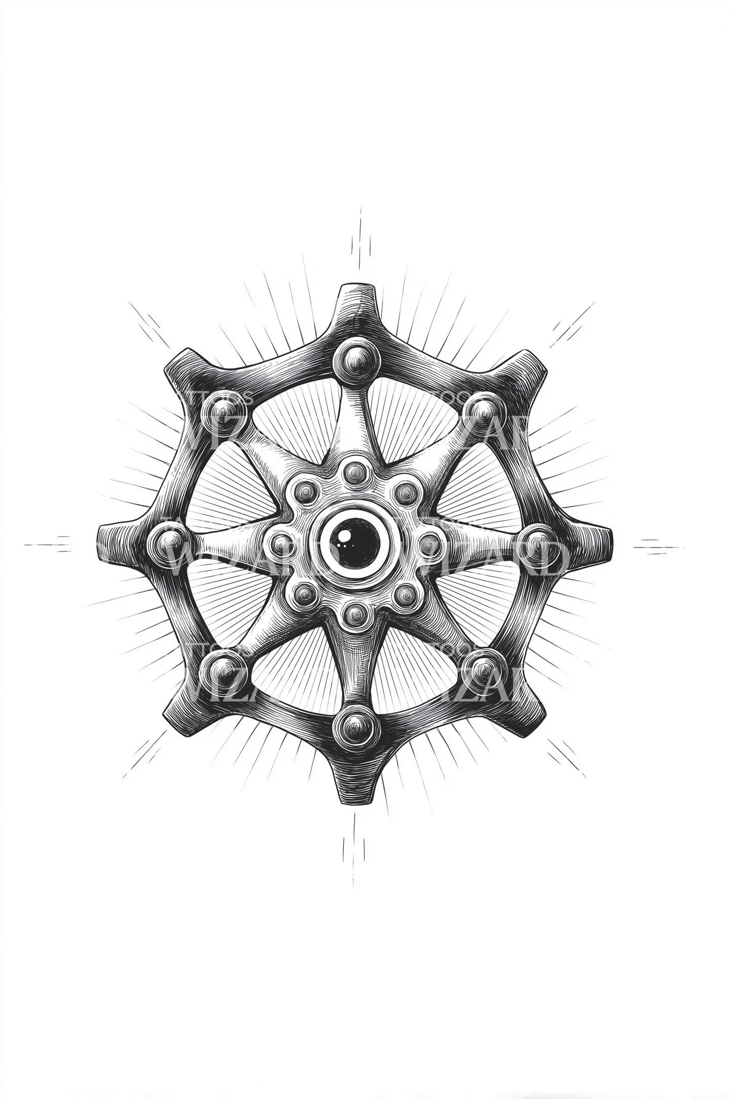 Mechanical Mandala Orb Tattoo Design