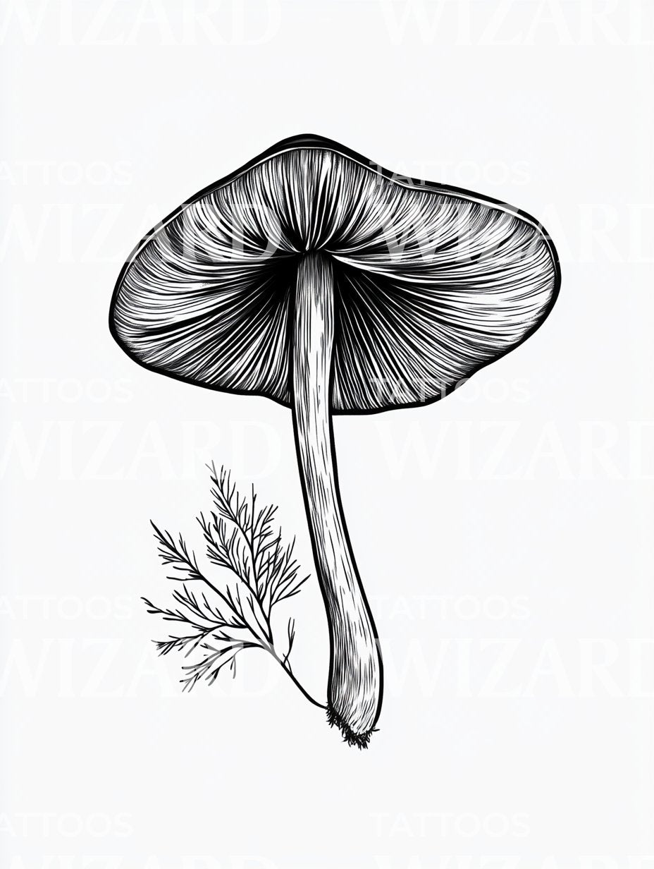 Medizinisches Kräutermushroom Tattoo Idee