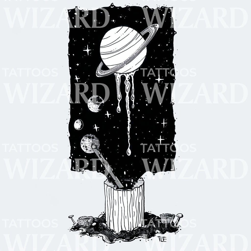 Melting Cosmos Tattoo Design