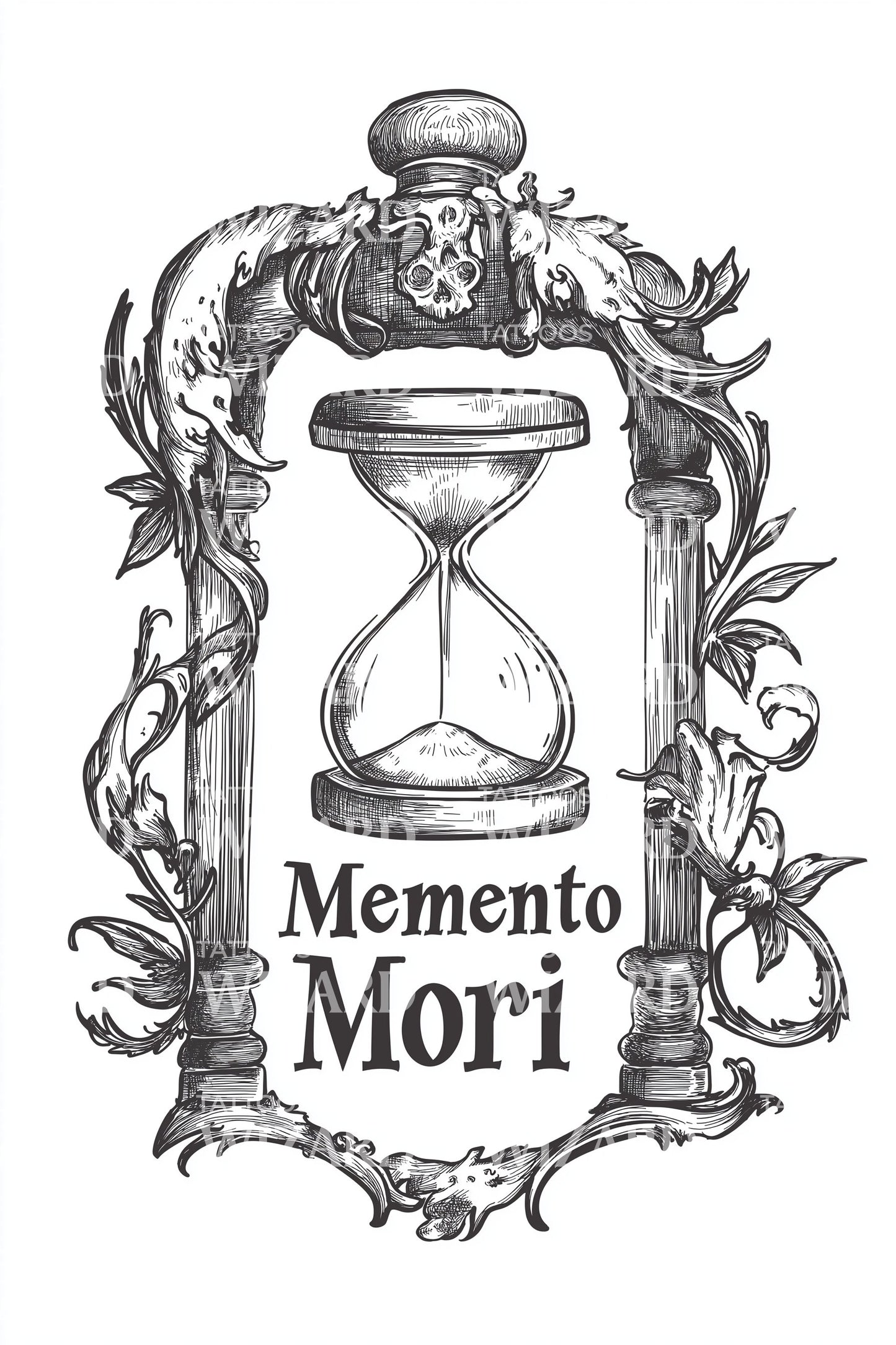 Memento Mori Hourglass Tattoo Design