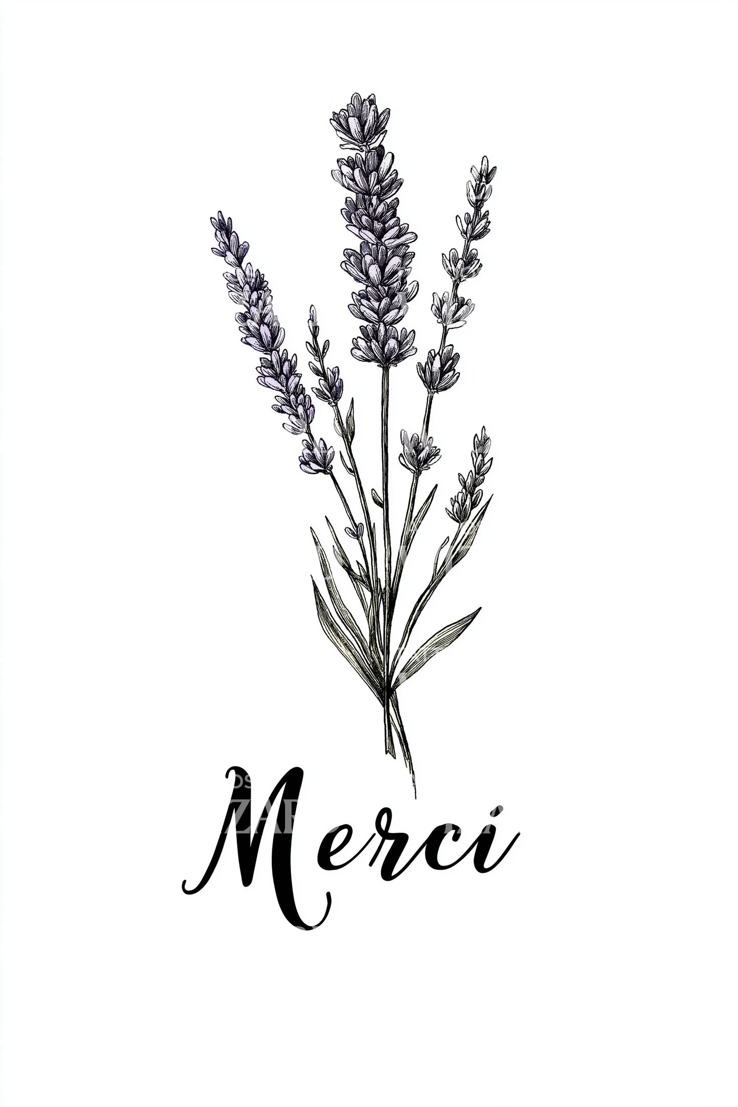 Merci Lavender Sprig Tattoo Design