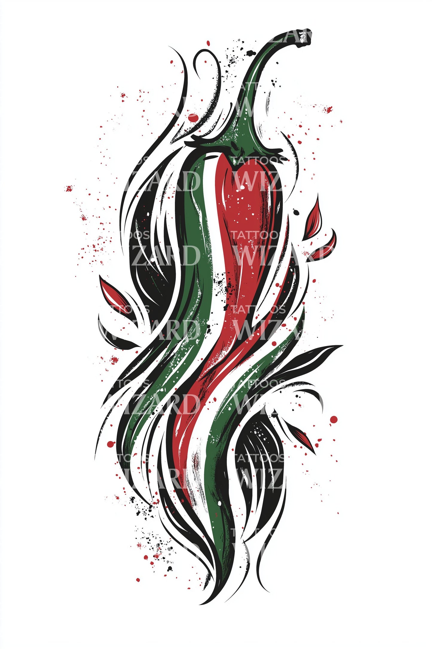 Mexikanisches Chili Spirit Tattoo Design