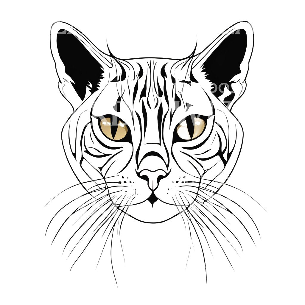 American Shorthair Cat with Patterns Tattoo Design
