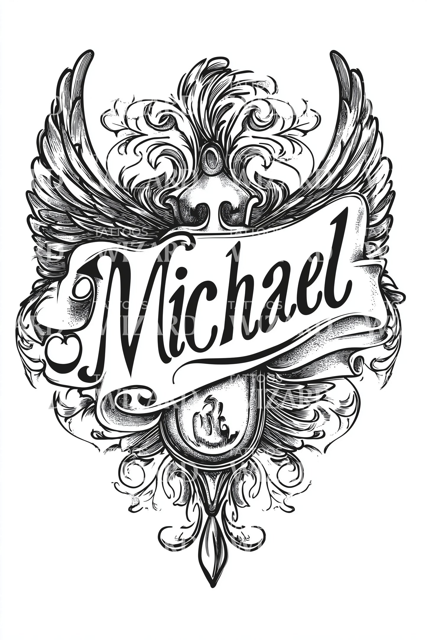Michael Angelic Crest Tattoo Illustration