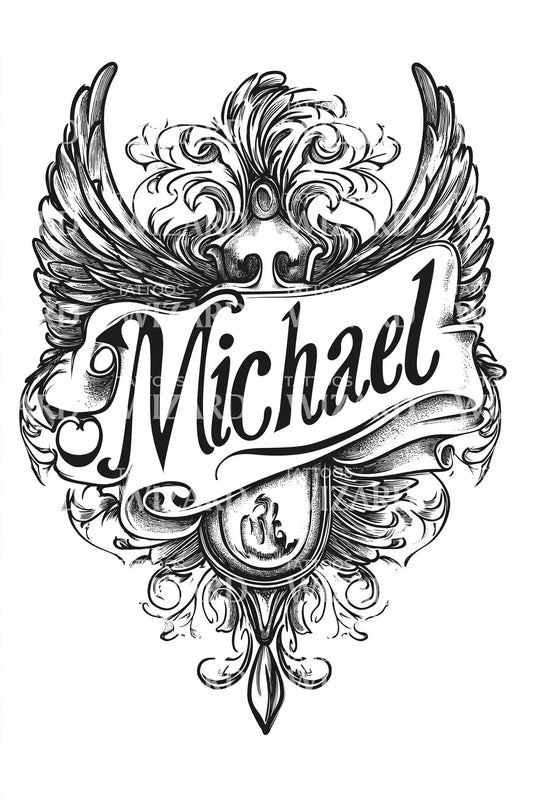 Michael Angelic Crest Tattoo Illustration
