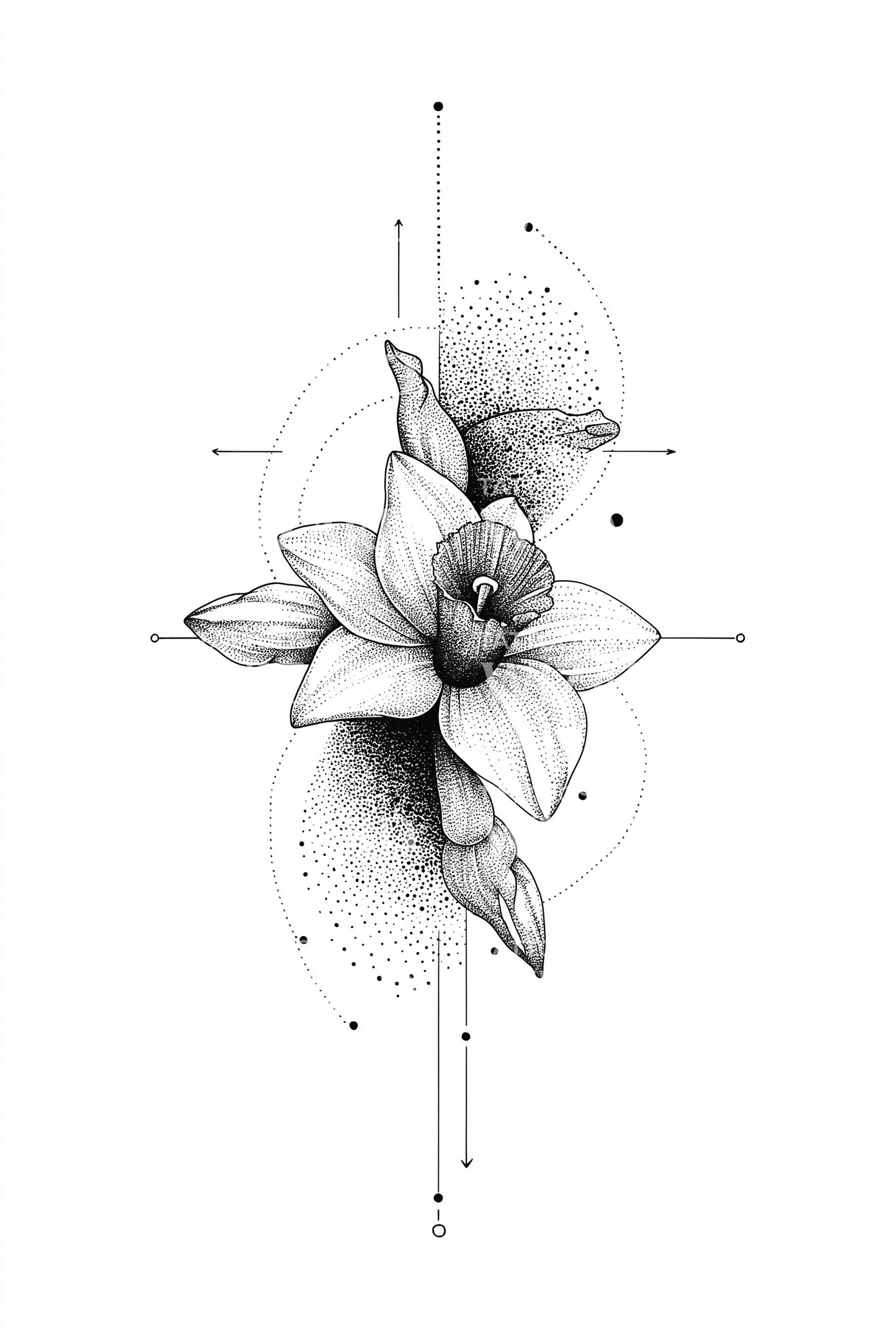 Minimalistische Achse Blüte Tattoo Idee