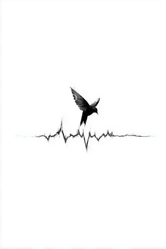 Minimalistisches Vogel-Herzschlag-Tattoo-Design
