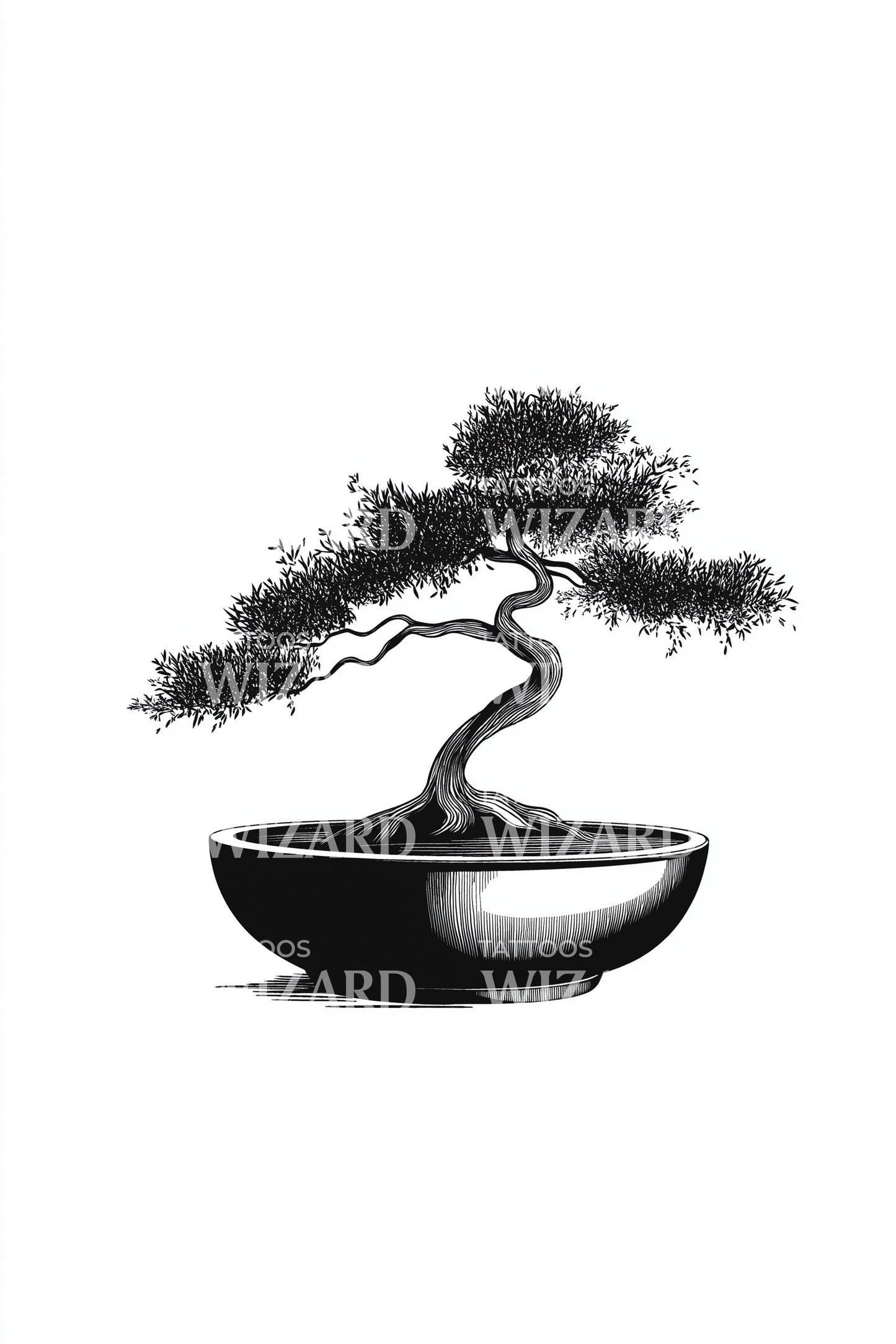 Minimal Bonsai Zen Tattoo Design