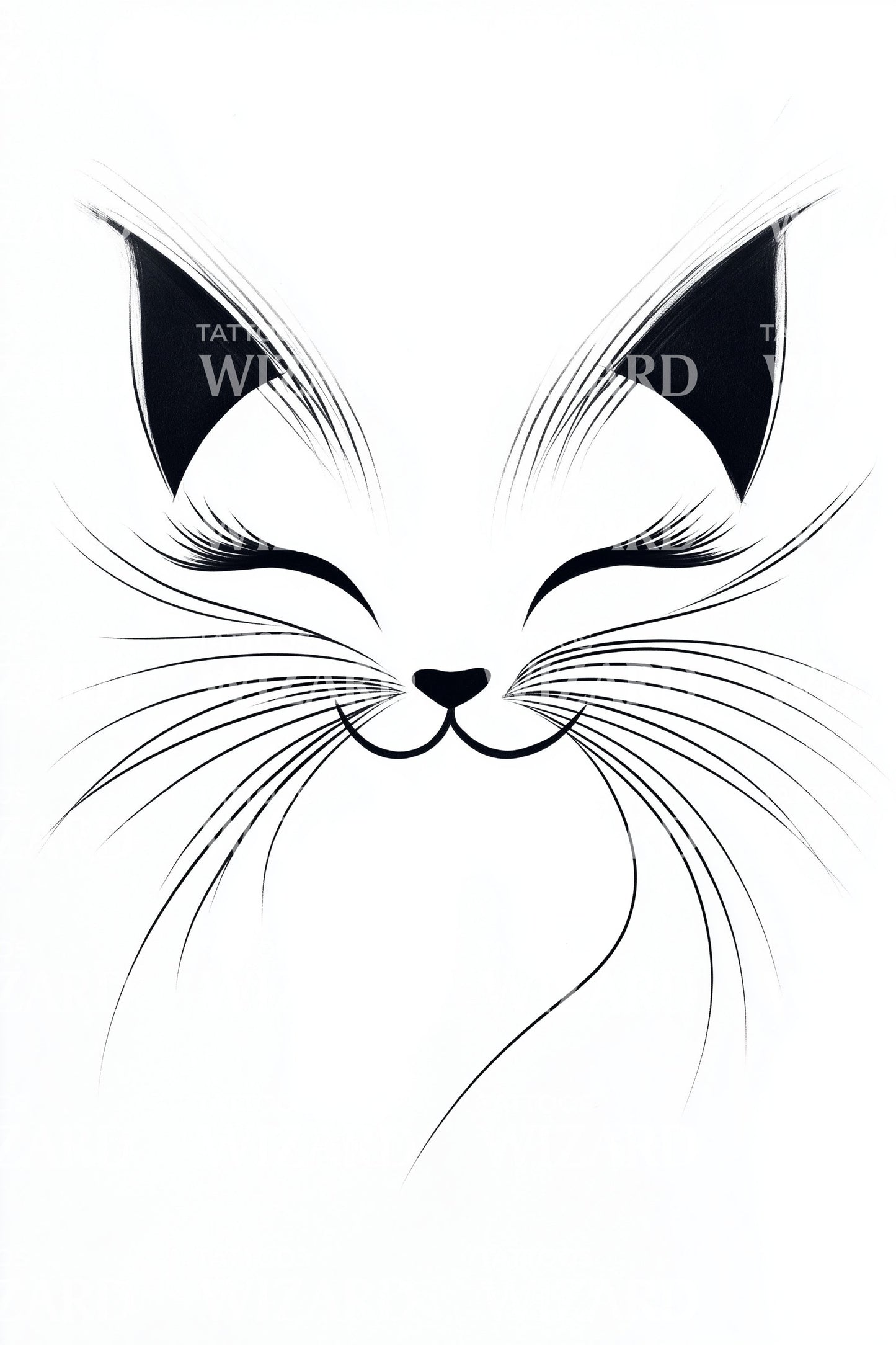 Minimal Cat Face Tattoo Design