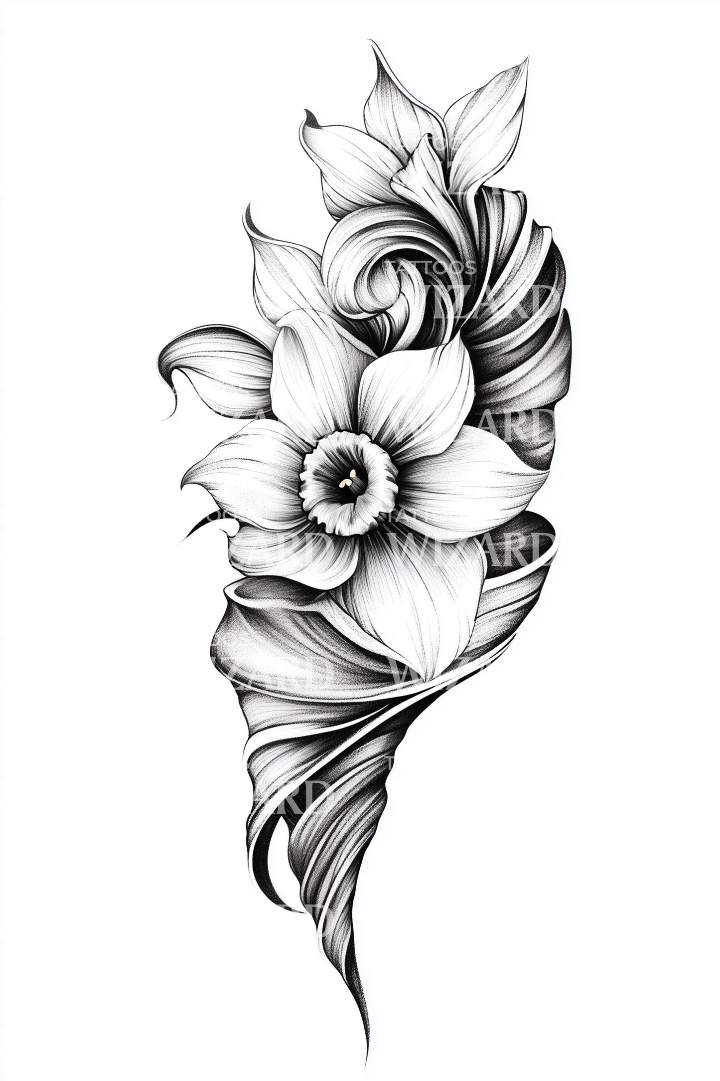 Idea de tatuaje minimalista de espiral de narciso