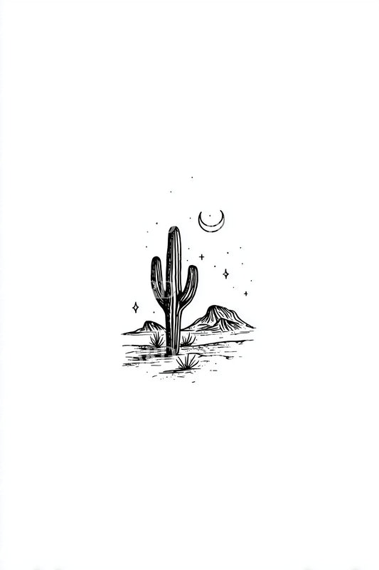 Minimal Desert Cactus Tattoo Idea
