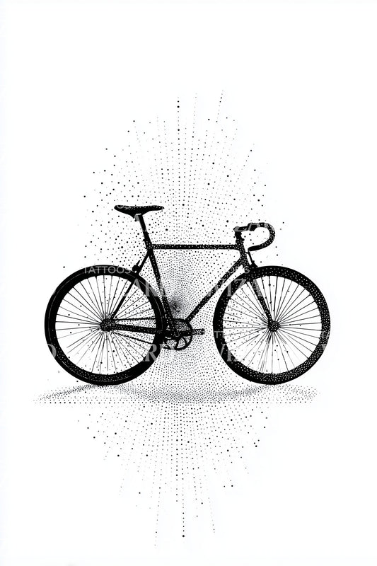 Minimalistisches Punkt-Fahrrad-Tattoo-Design