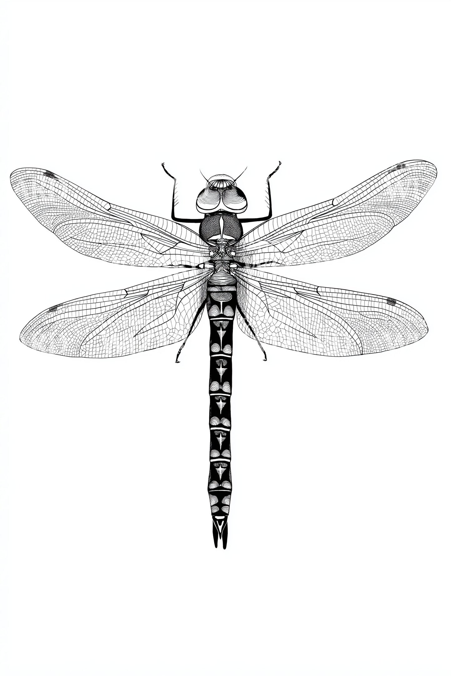 Minimal Dragonfly Totem Tattoo Illustration