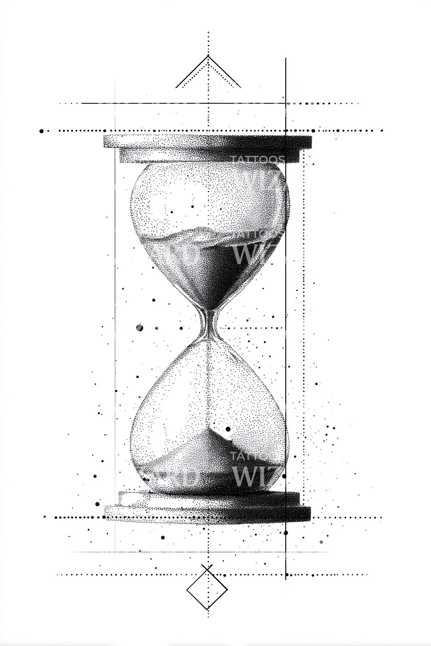 Minimal Dust Hourglass Tattoo Design