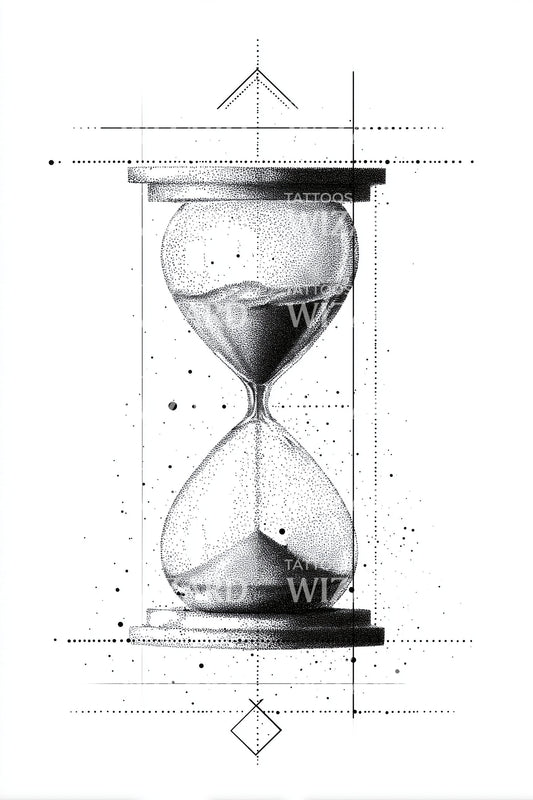 Minimal Dust Hourglass Tattoo Design