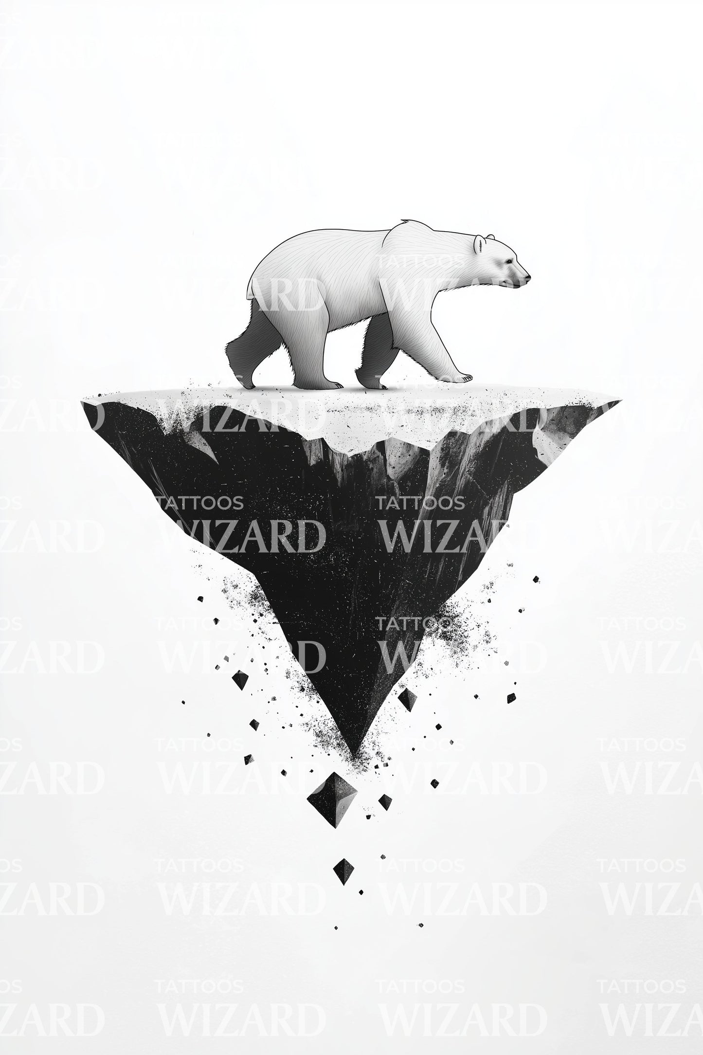 Minimal Floating Bear Tattoo Design
