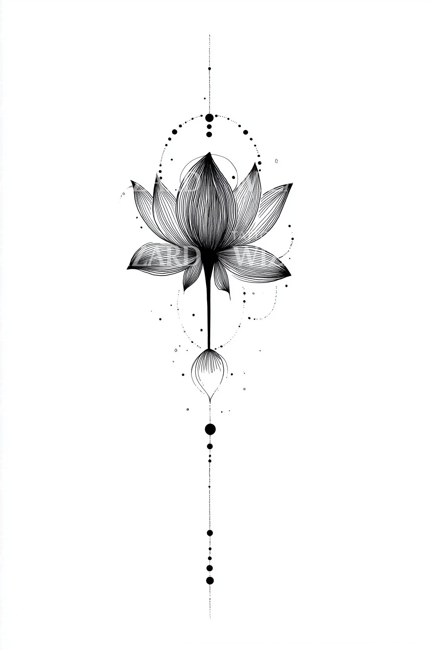 Minimalistisch geometrisch lotus tatoeage idee