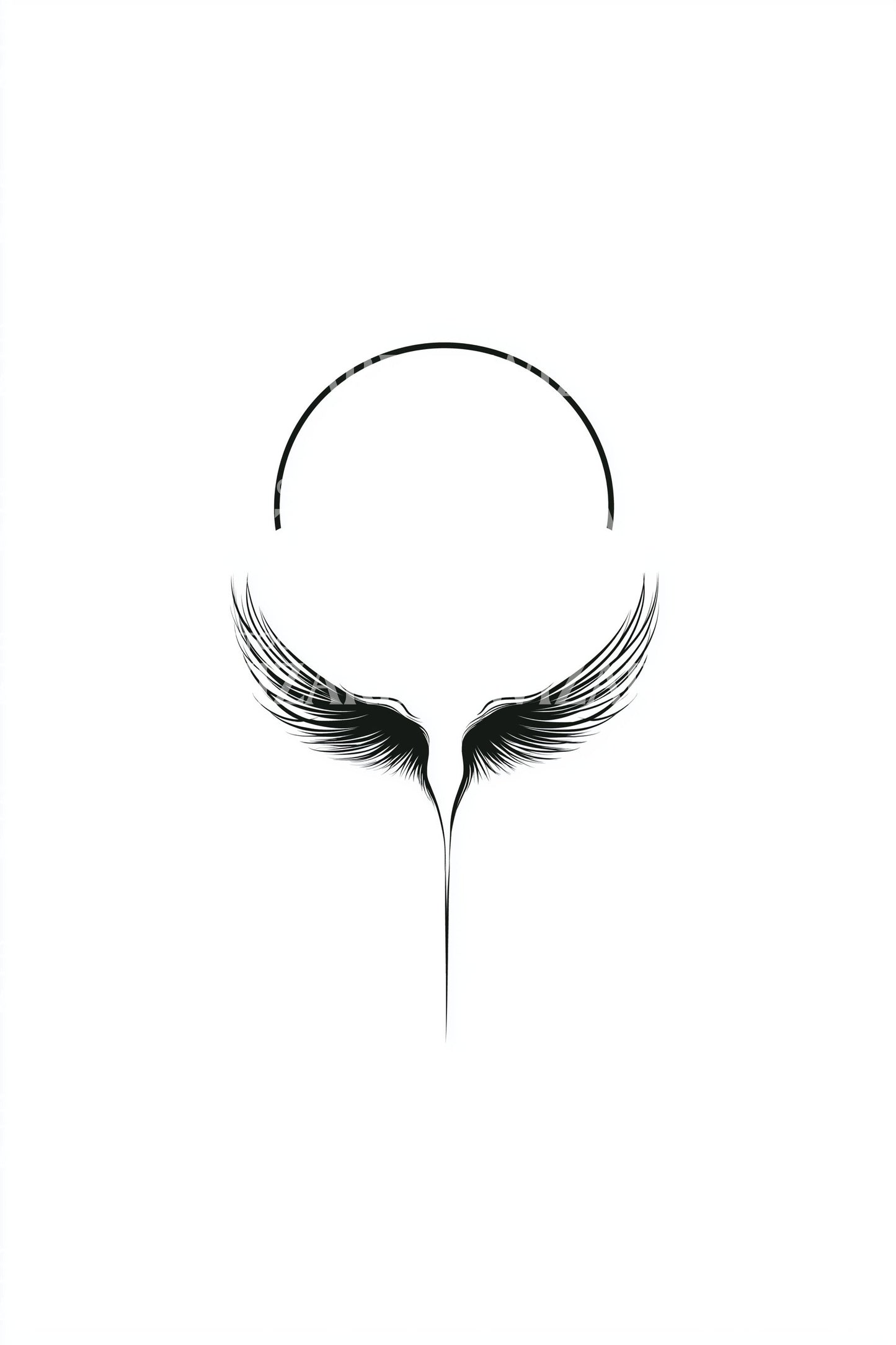 Idée de tatouage plume halo minimaliste