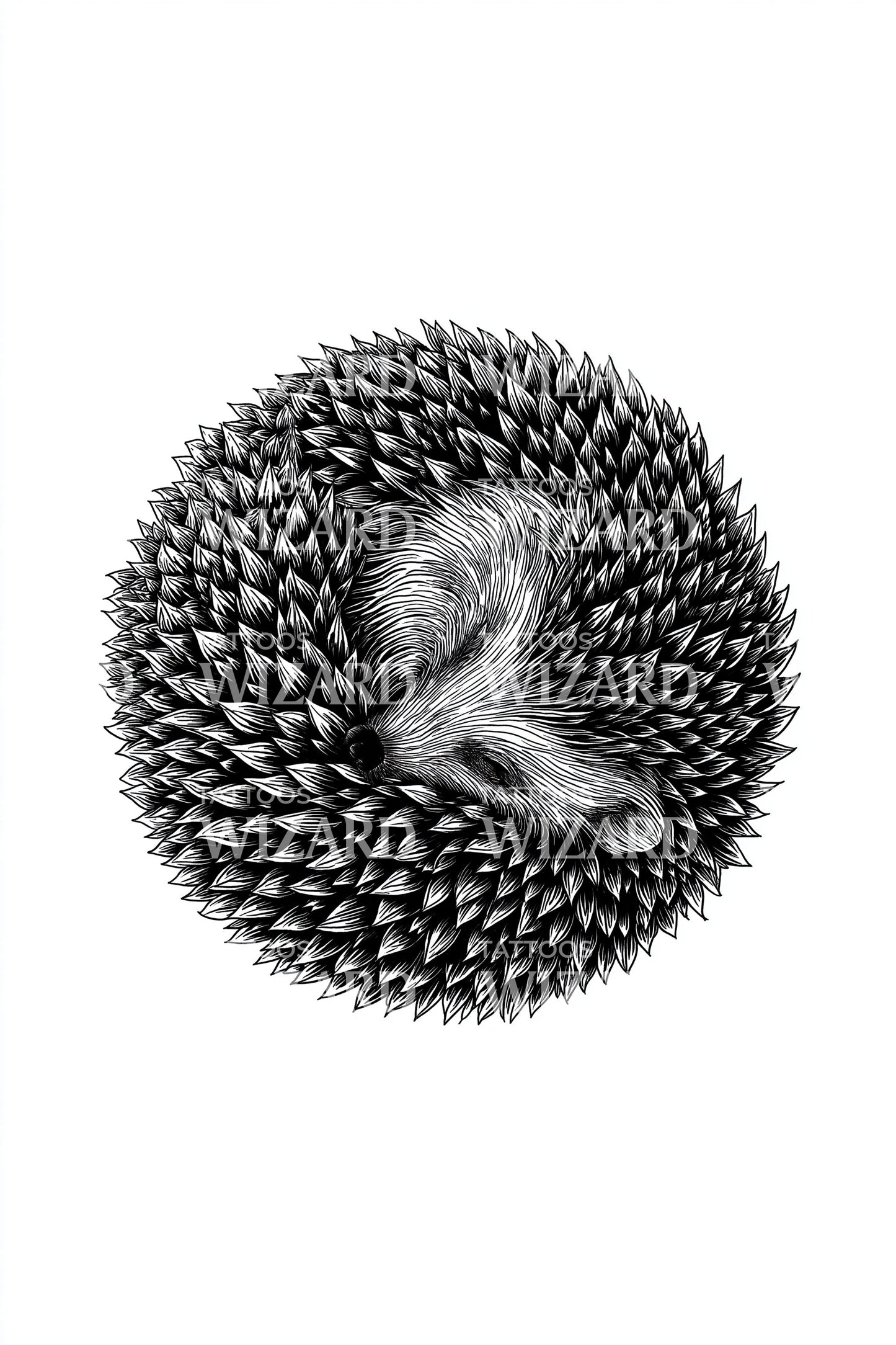 Minimal Hedgehog Curl Tattoo Idea