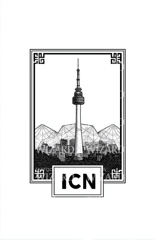 Minimal ICN Tower Tattoo Design