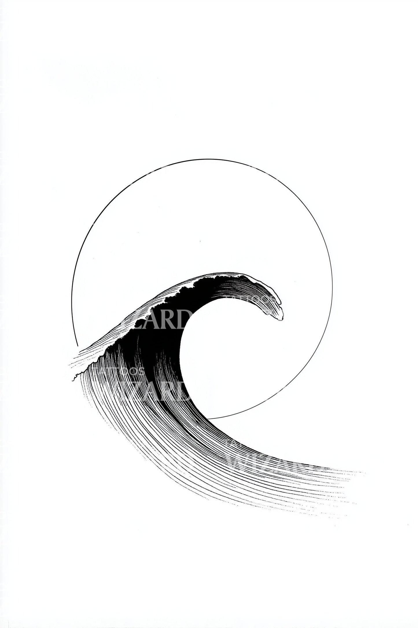 Minimal Japanese Wave Tattoo Design