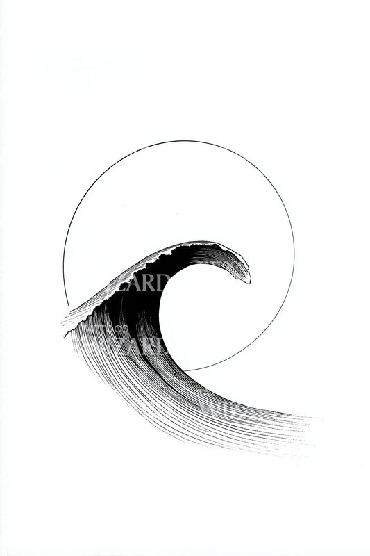 Minimal Japanese Wave Tattoo Design