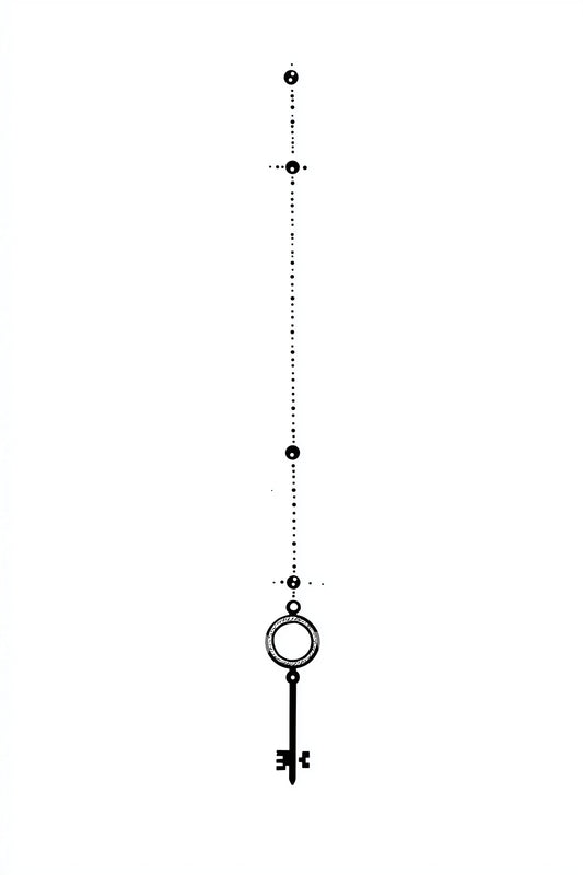 Minimal Key Pendant Tattoo Design