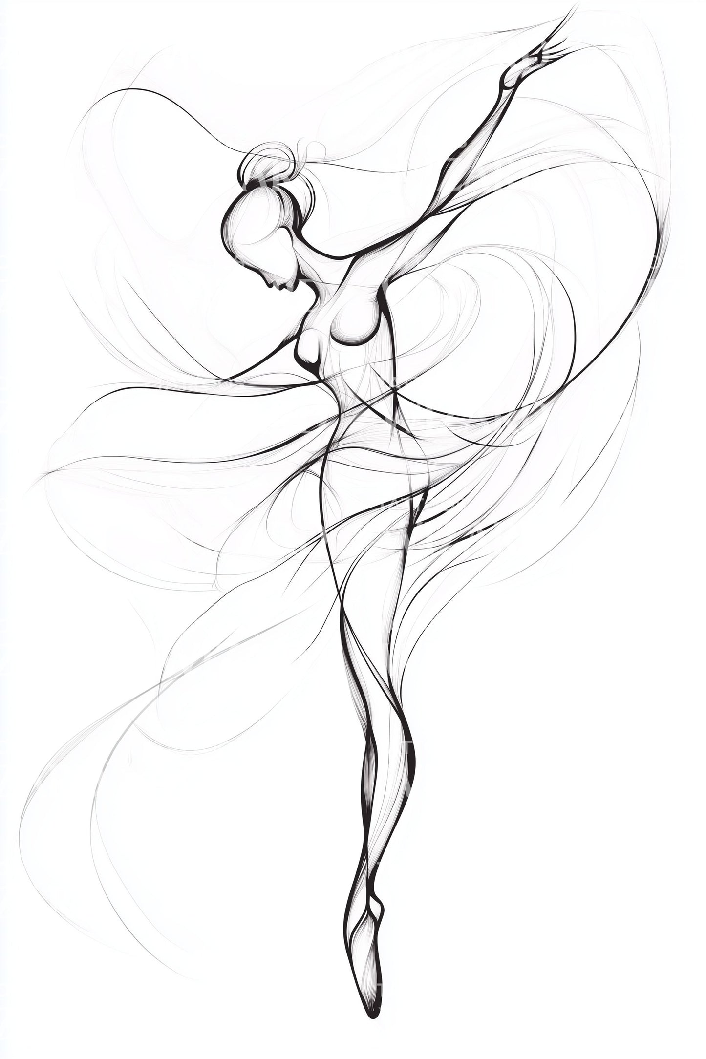 Minimal Line Ballerina Tattoo Illustration