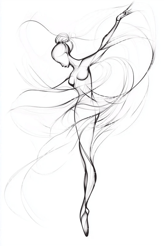 Minimal Line Ballerina Tattoo Illustration