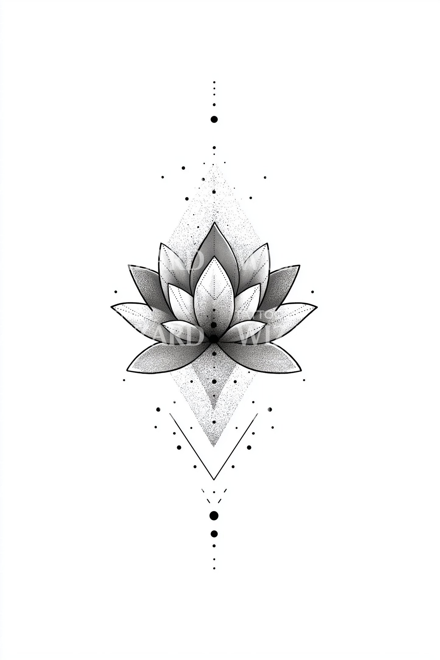 Minimal Lotus Point Tattoo Design