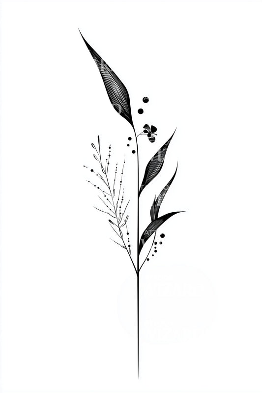 Design di tatuaggio minimalista con gambo di canna
