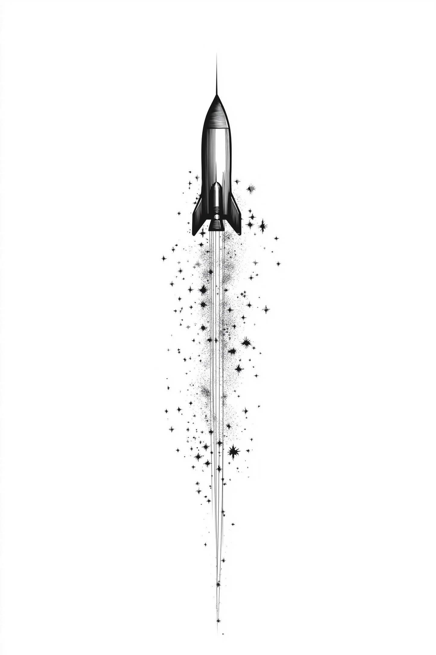 Minimalistisk rakettoppskytings-tatoveringsidé