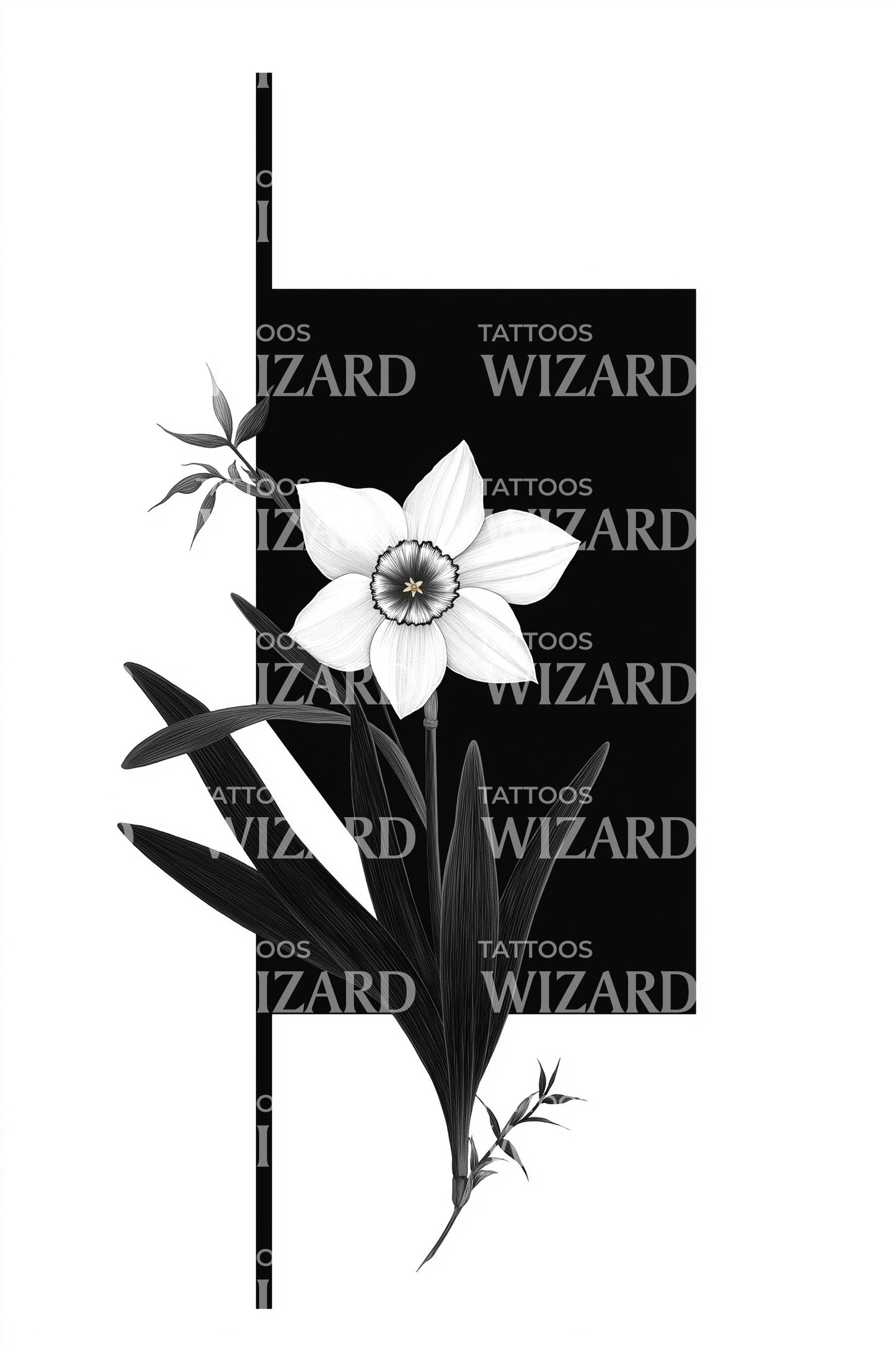 Minimalistisk Stribet Lilje Tatoveringsdesign