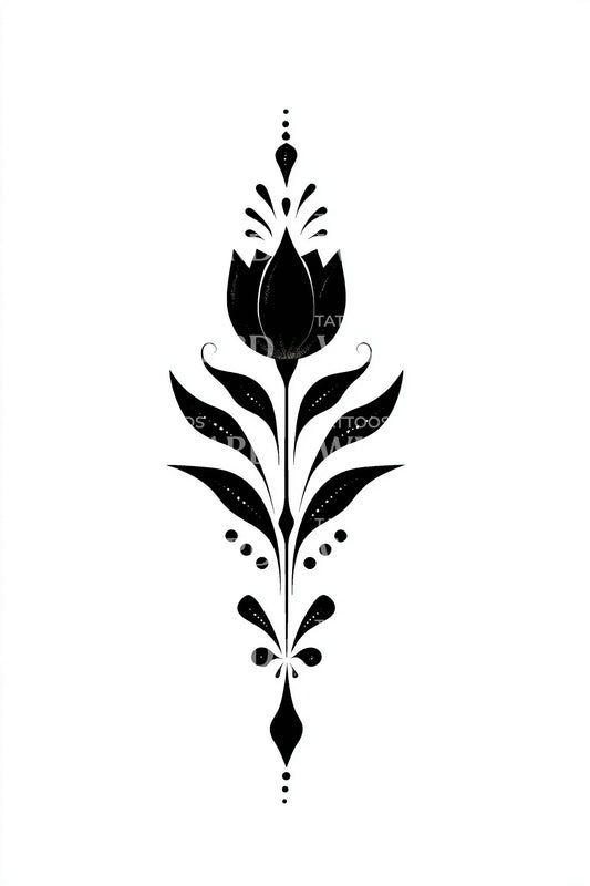 Minimal Tulip Motif Tattoo Design