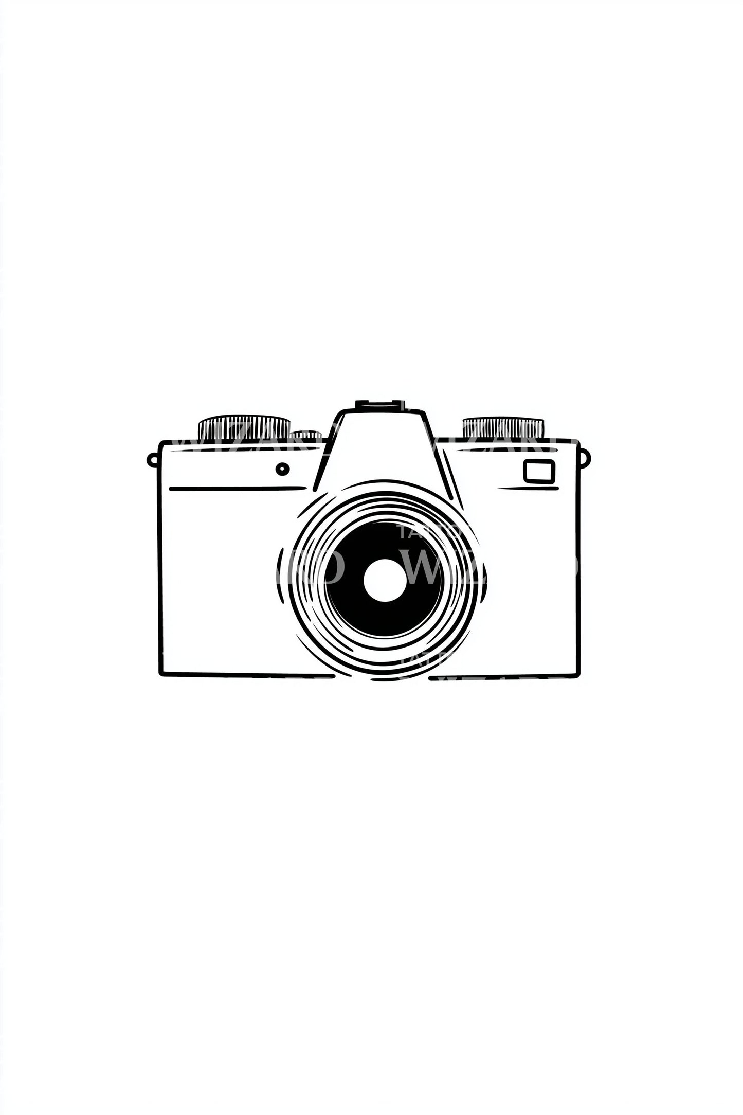 Minimal Vintage Camera Tattoo Illustration