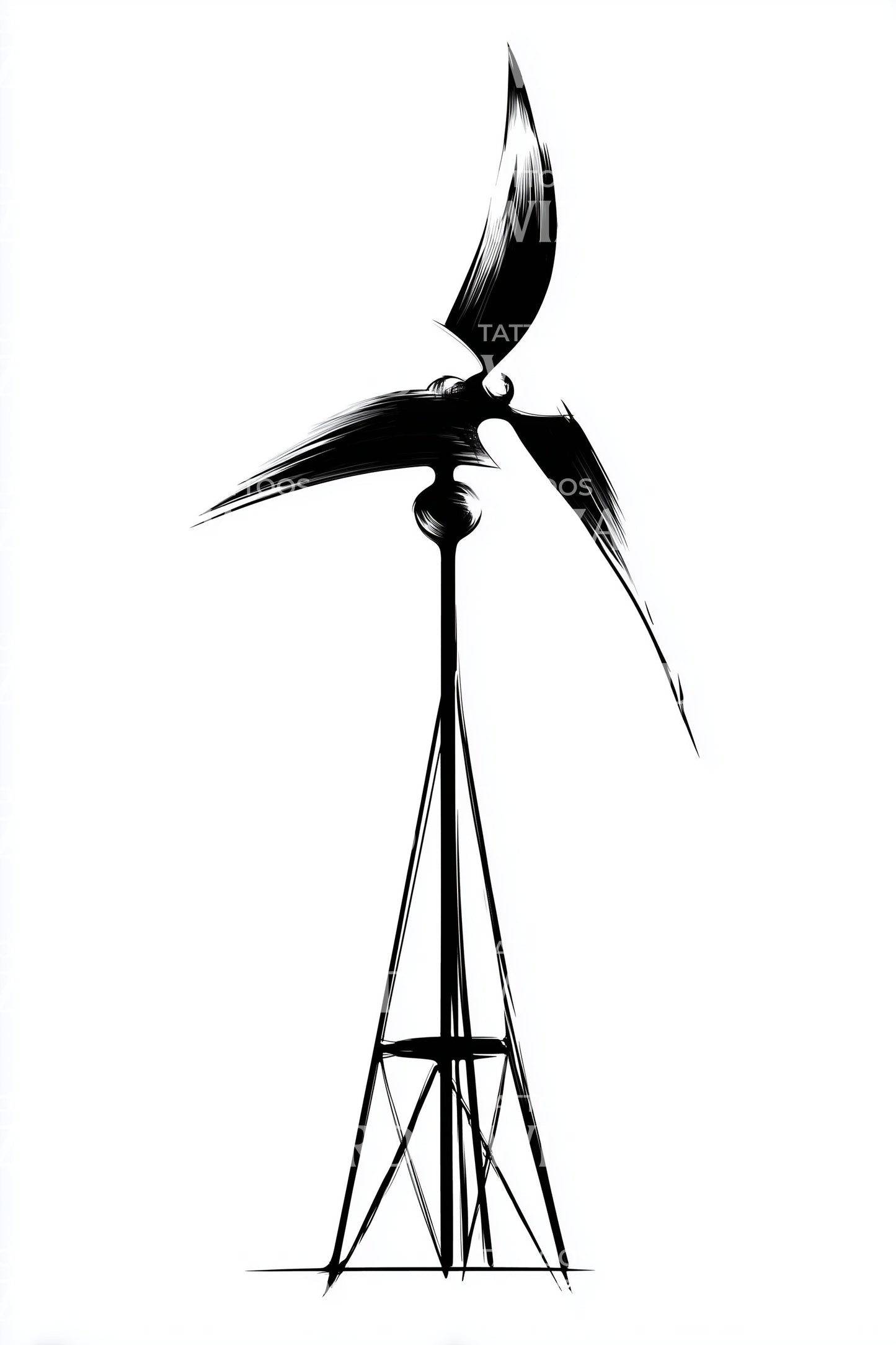 Idea di tatuaggio minimalista di turbina eolica
