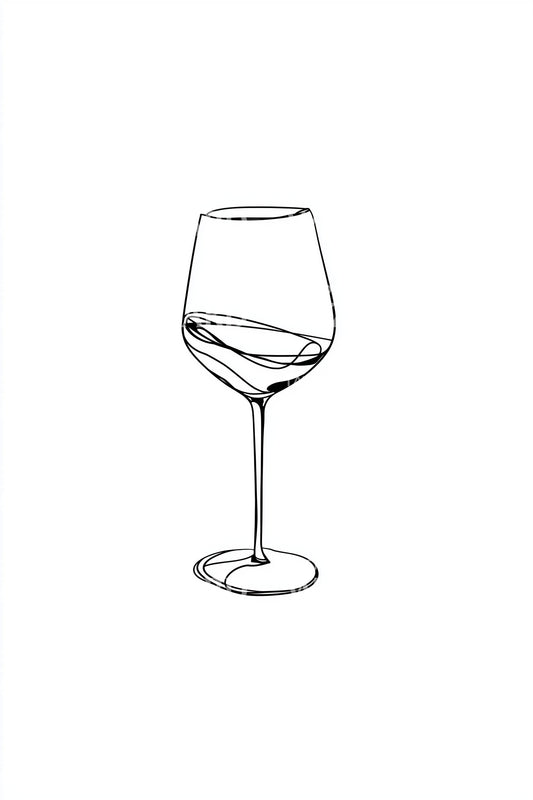 Minimal Wine Glass Tattoo Illustration