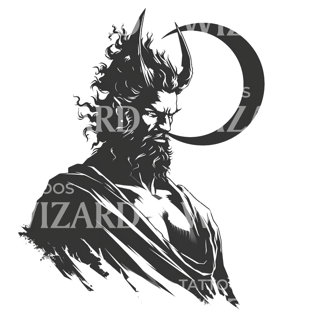 Minimalist Hades and Moonlight Tattoo Design