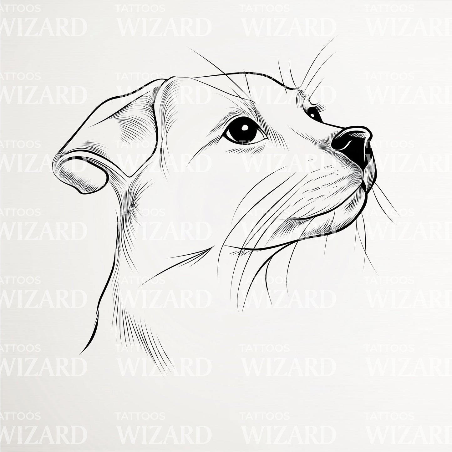 Minimalistický obrys tetování štěněte labradora