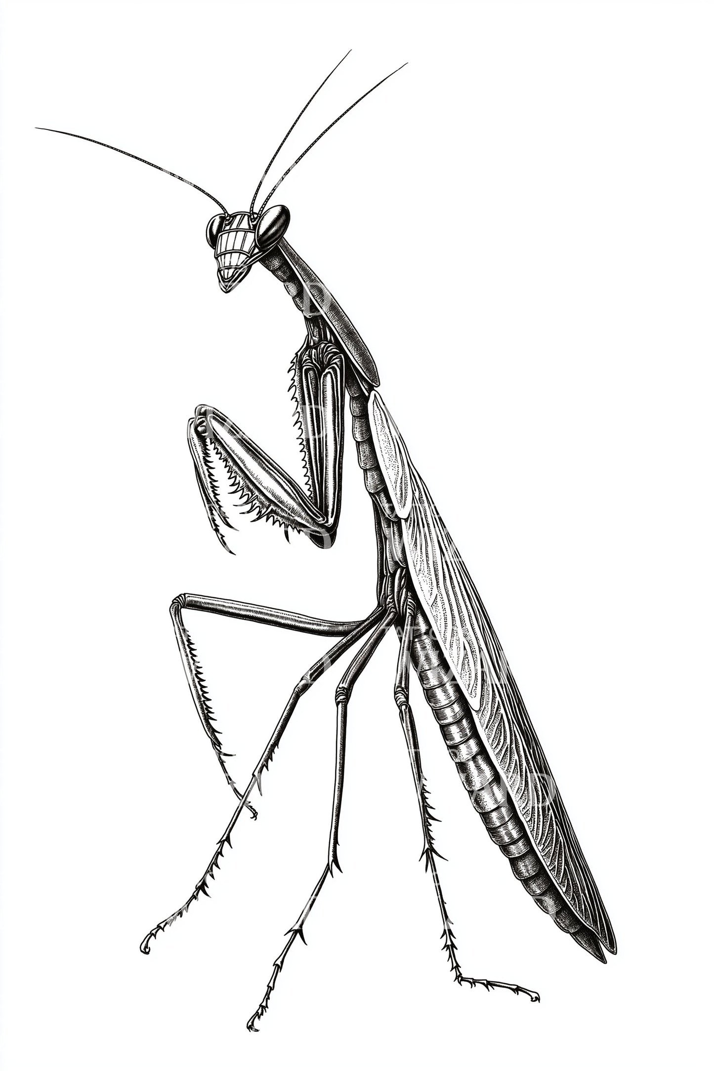 Minimalist Mantis Line Tattoo Design