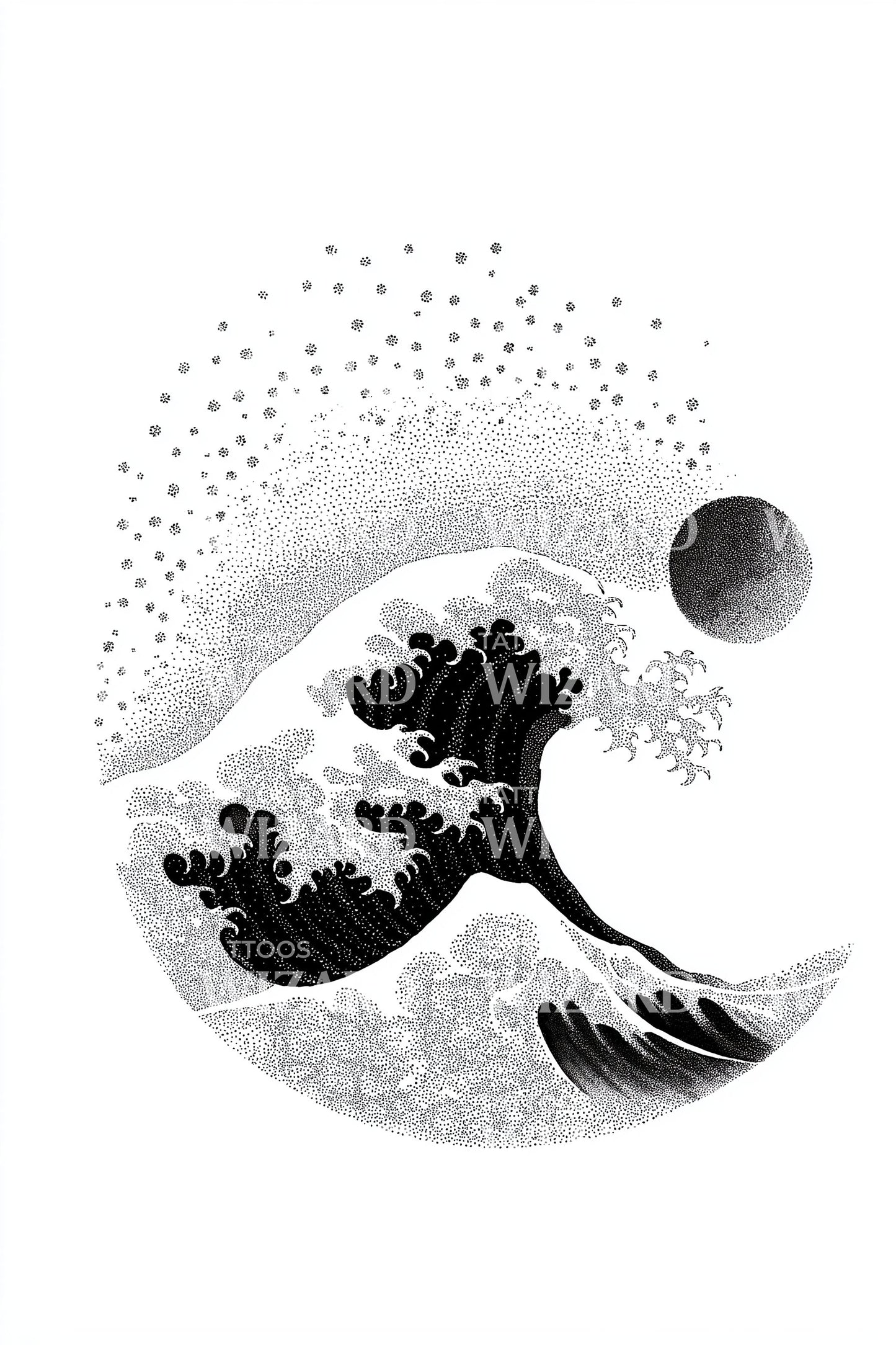 Минималистичный дизайн татуировки с волной в круге