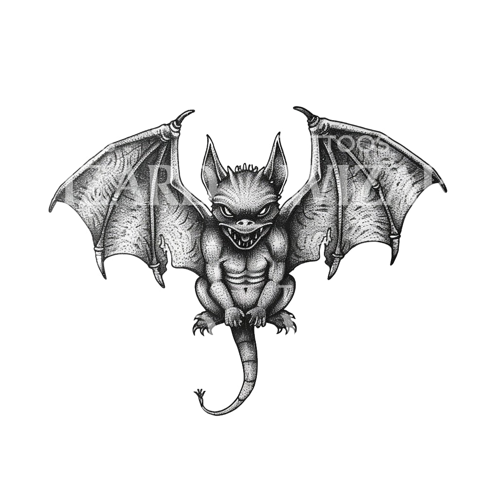 Mischievous Gargoyle Tattoo Design