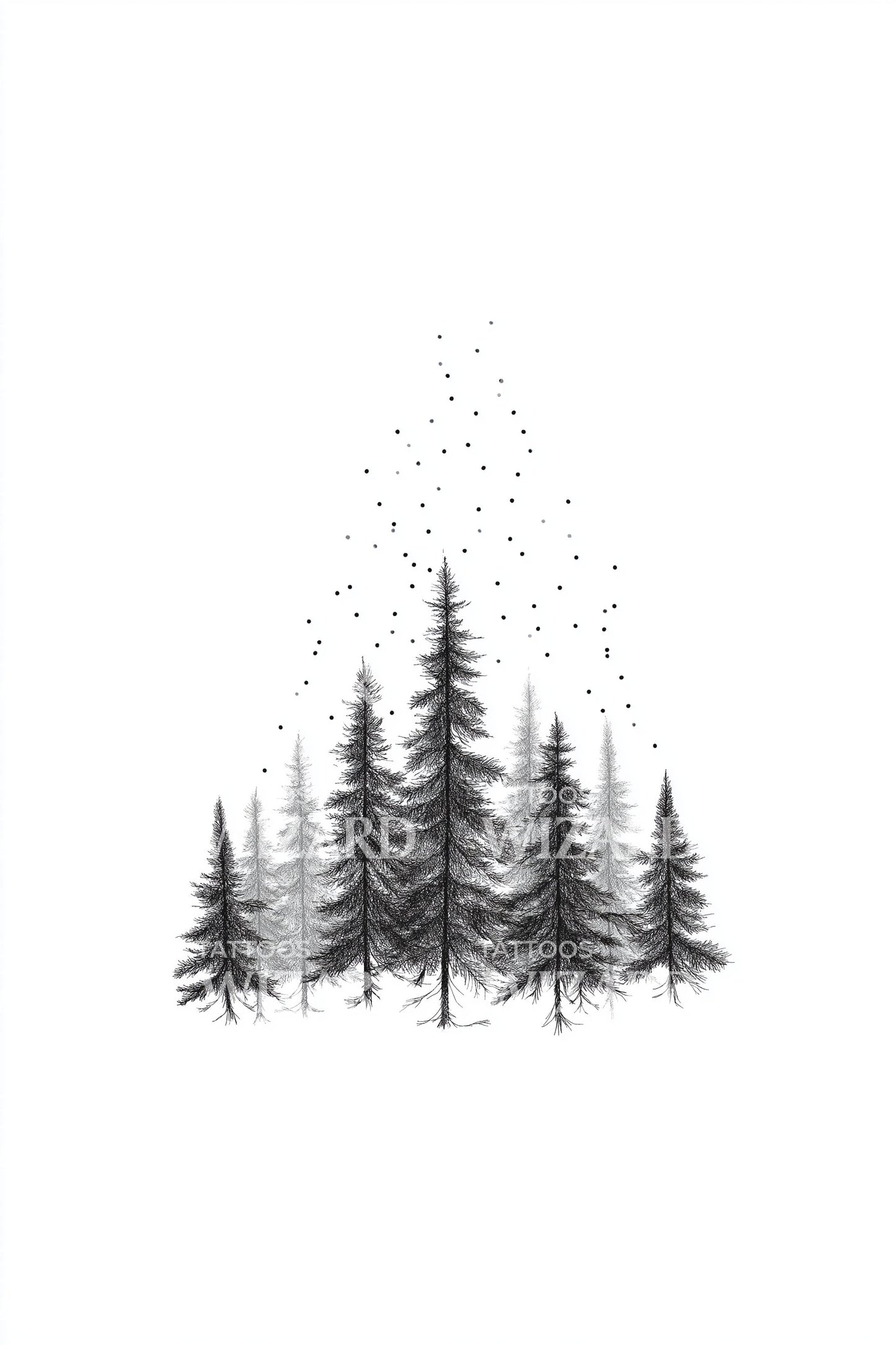 Misty Pine Forest Tattoo Design