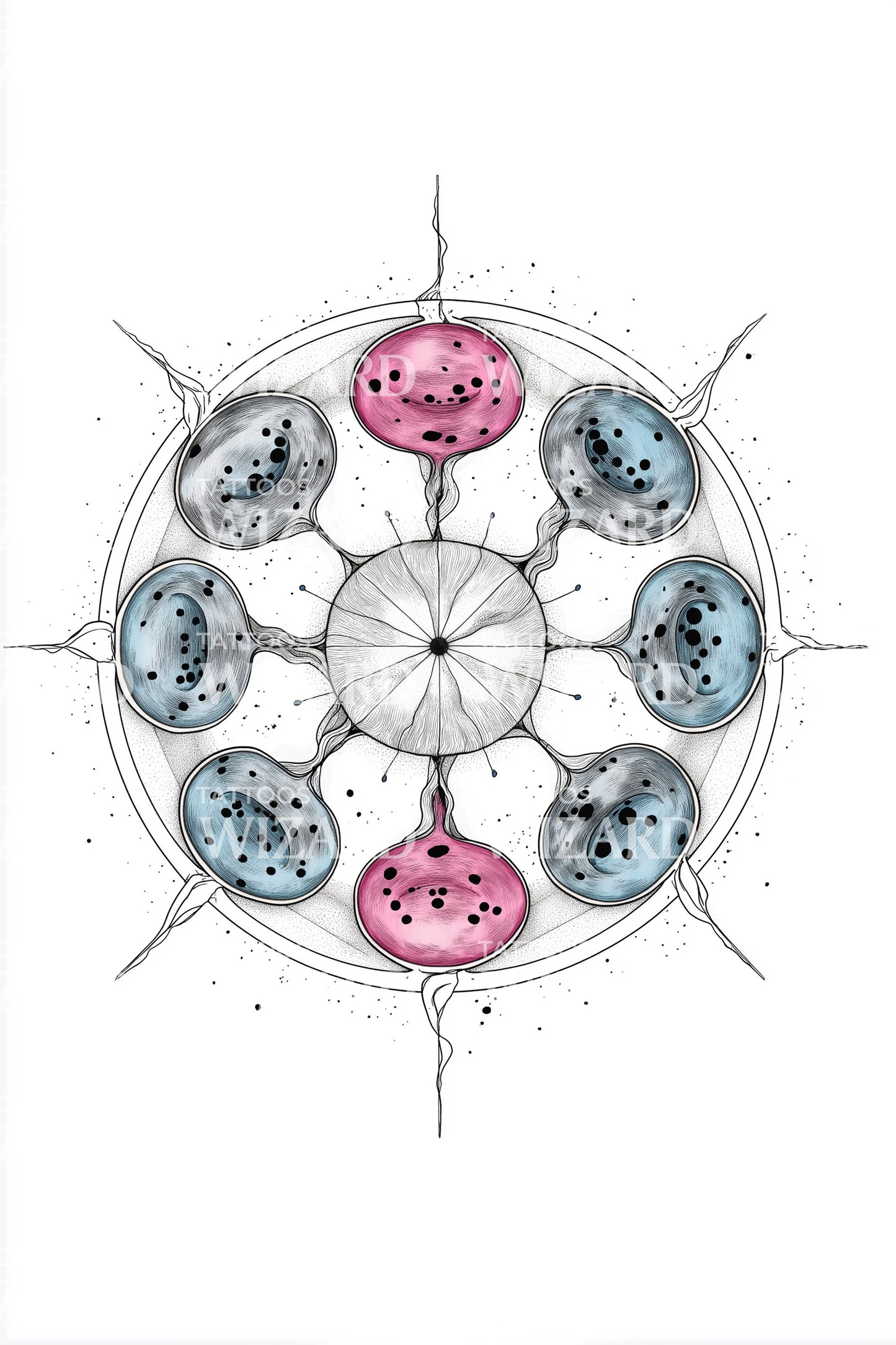 Mitosis Wheel Diagram Tattoo Illustration